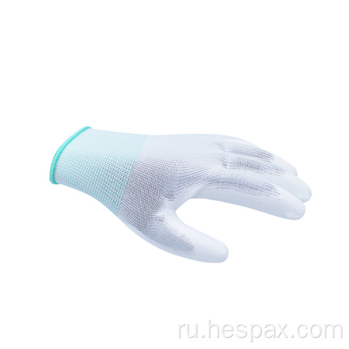HESPAX антистатические белые полиэфирные вязаные перчатки PU с покрытием